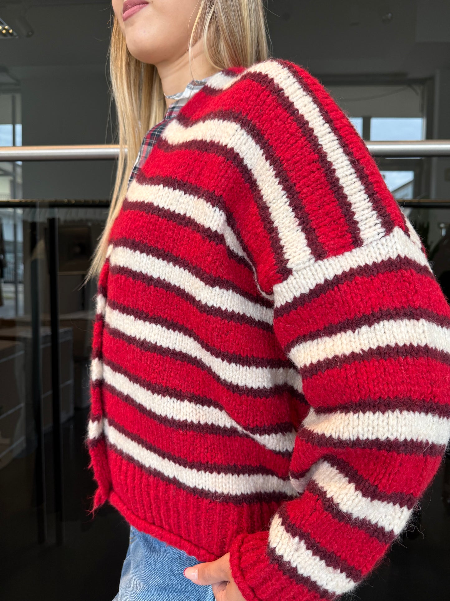 Cardigan tre bottoni rosso