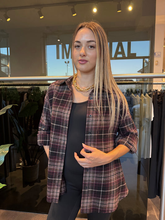 Camicia check bordeaux/moro/nero/bianco