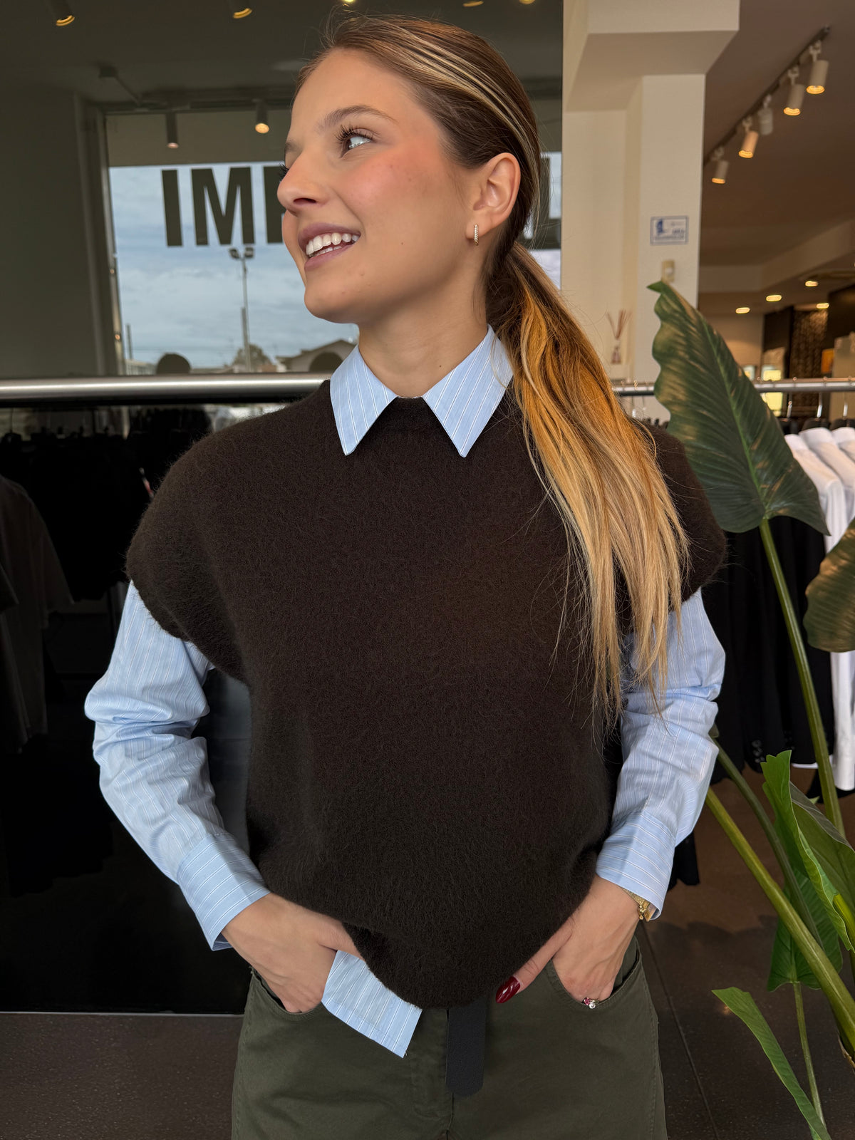 Gilet in maglia - moro