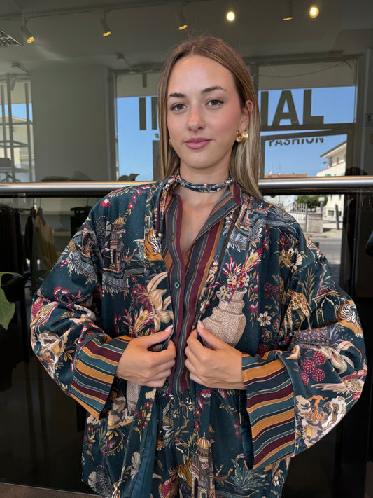 Kimono in ciniglia stampa Cina