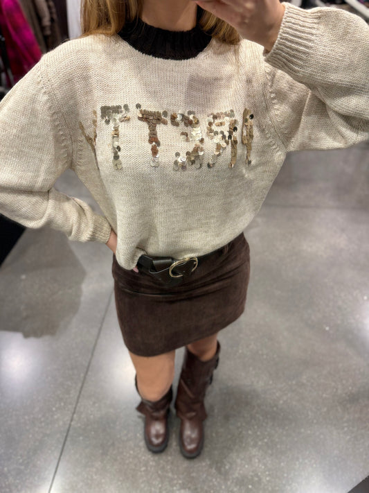 Maglione con paillettes “pretty”