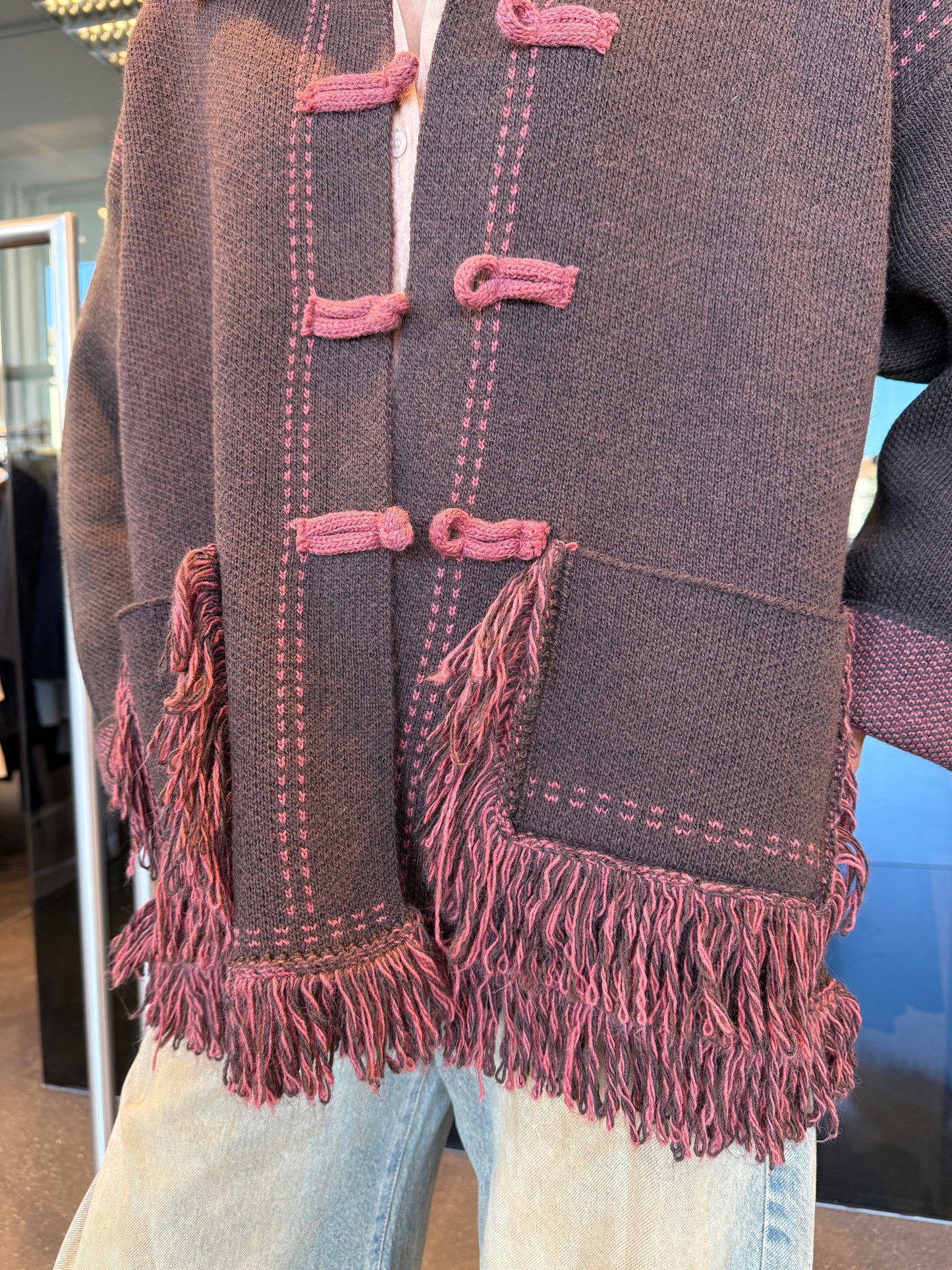 Dixie cardigan montgomery con frange e alamari