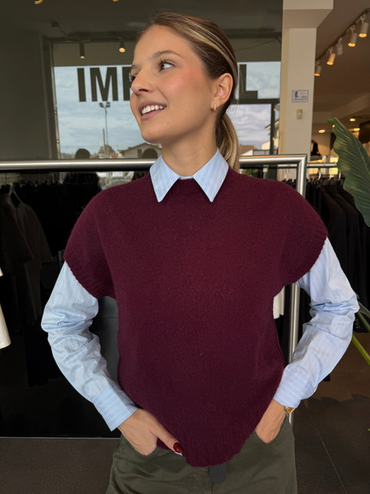 Gilet in maglia - bordeaux