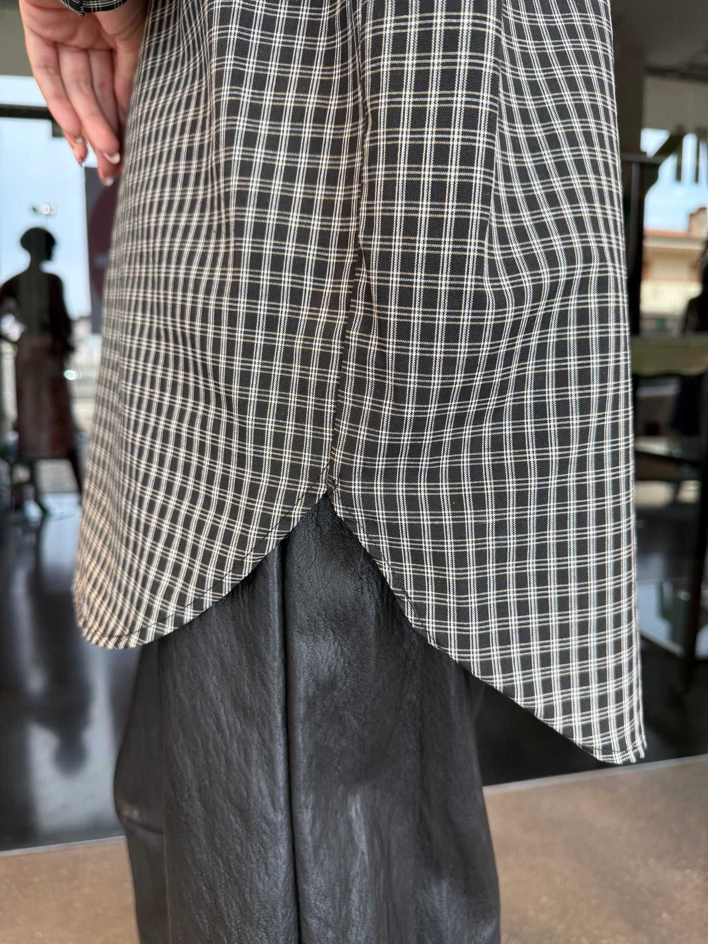 Camicia check over nera