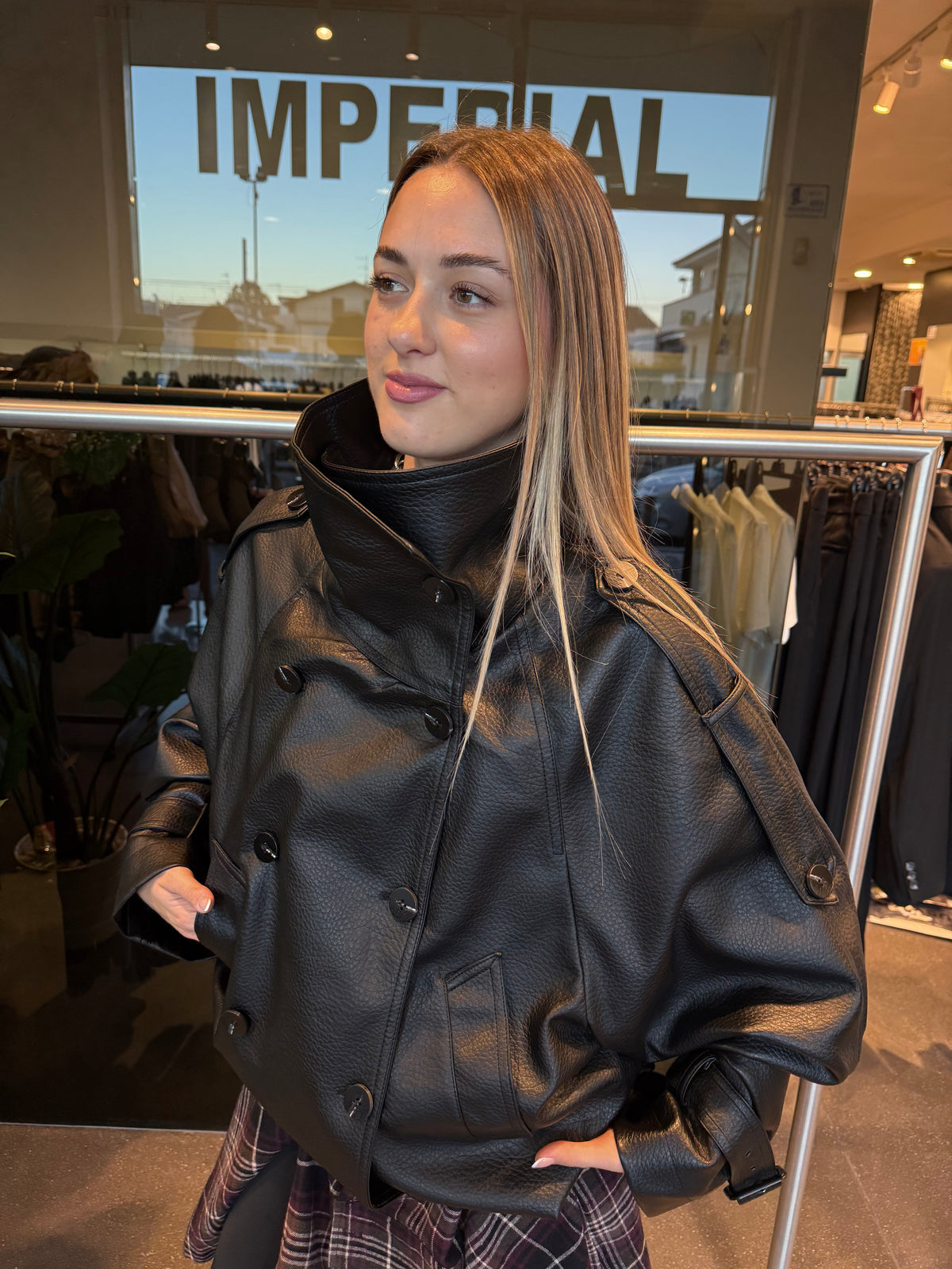Bomber nero collo alto over