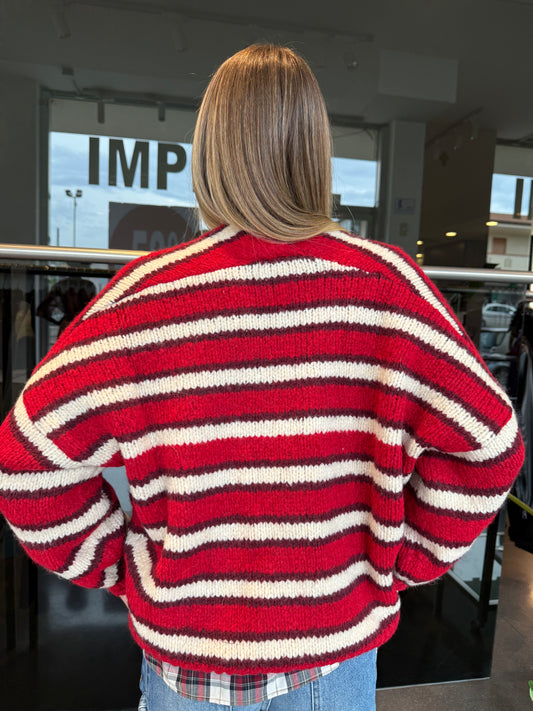 Cardigan tre bottoni rosso