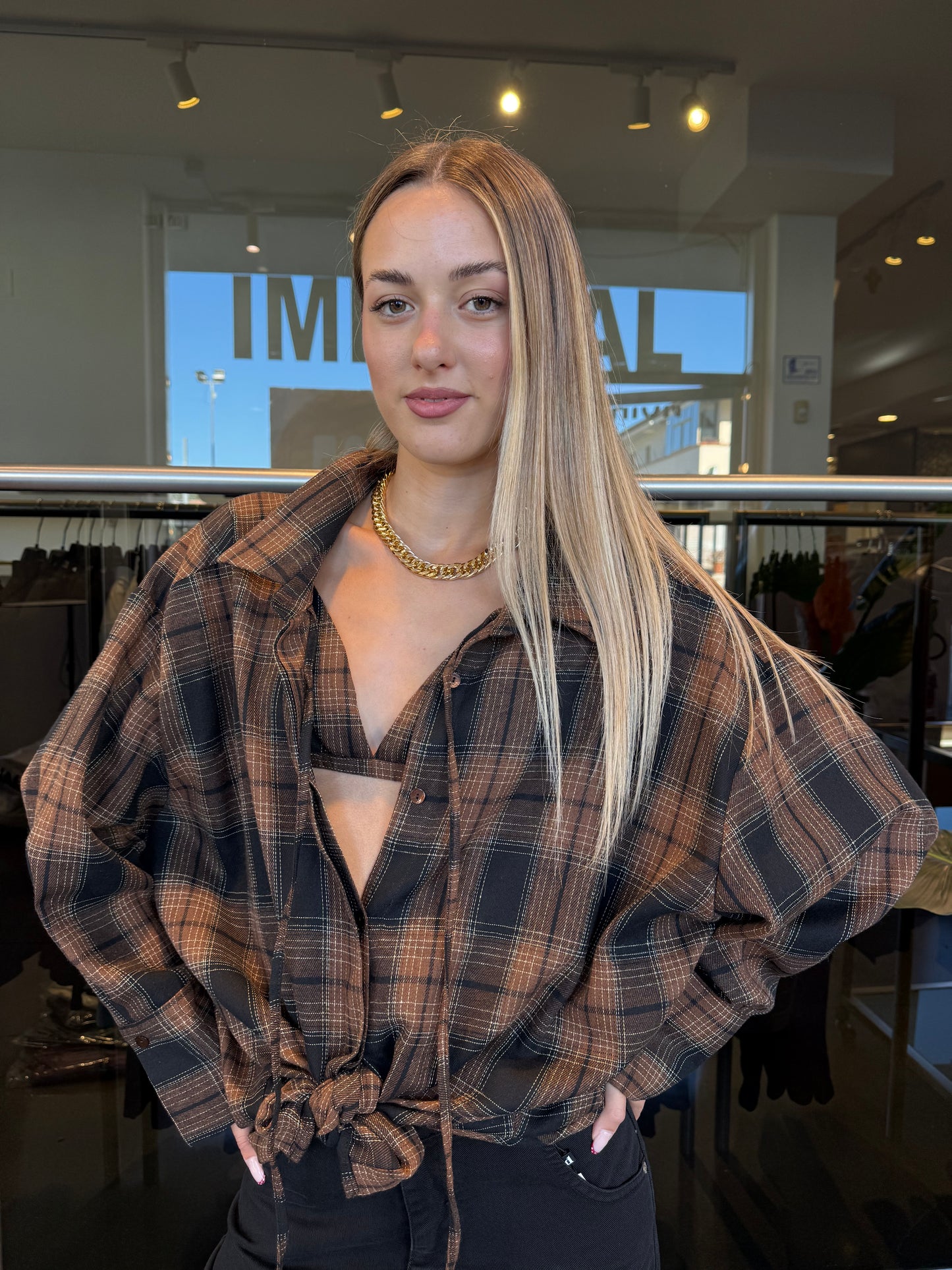 Camicia check con top