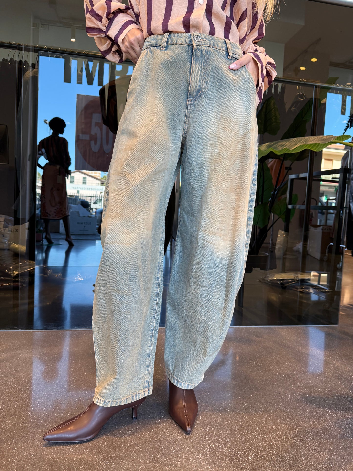Dixie jeans barrel vita alta - dirty wash