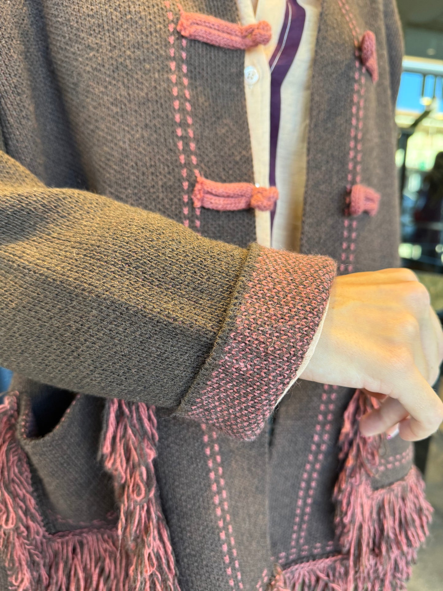 Dixie cardigan montgomery con frange e alamari