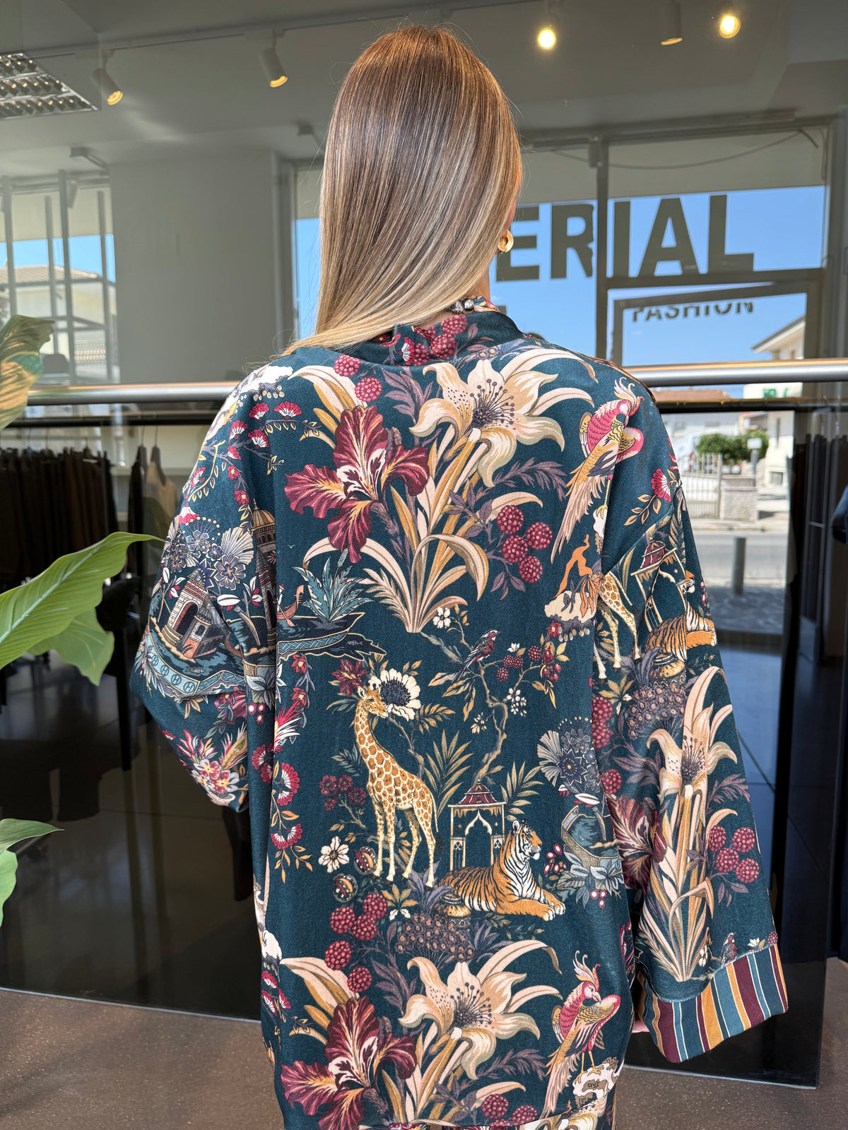 Kimono in ciniglia stampa Cina