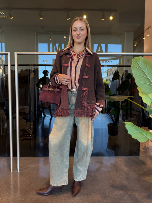 Dixie cardigan montgomery con frange e alamari