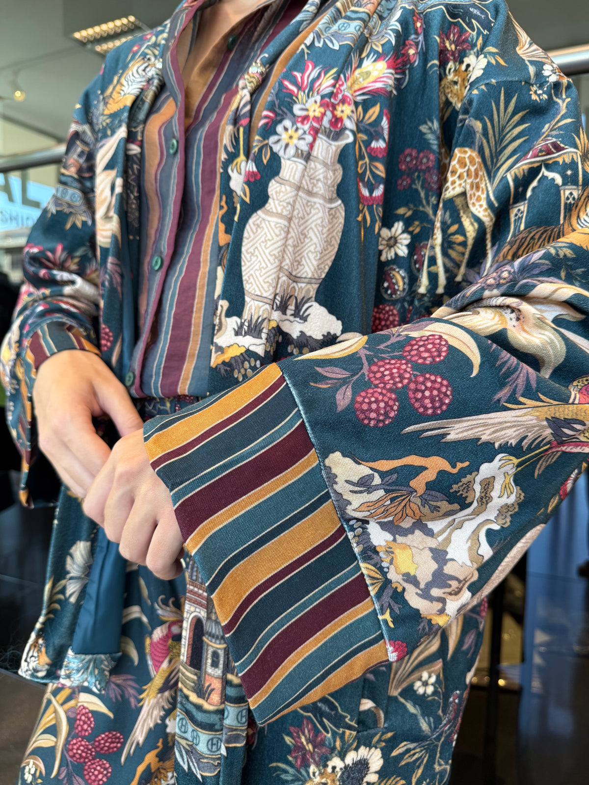 Kimono in ciniglia stampa Cina