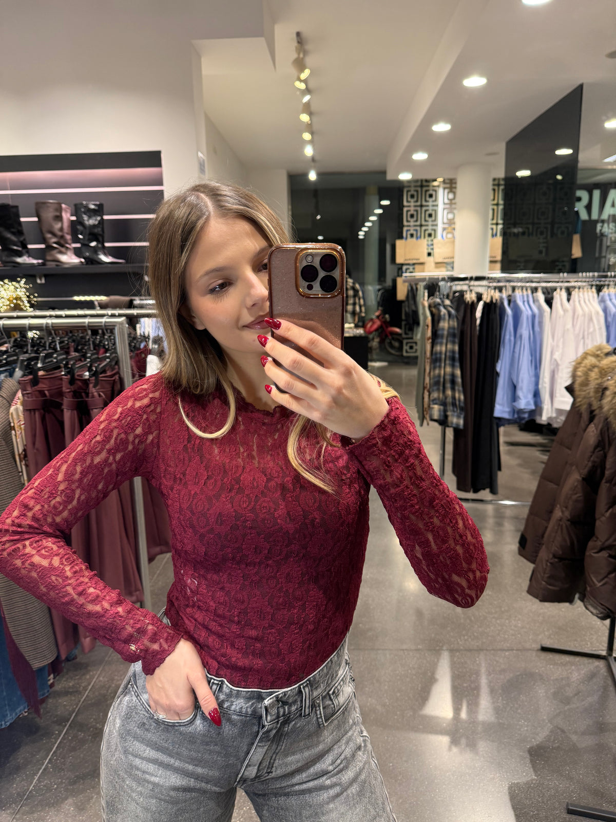 Body di pizzo bordeaux