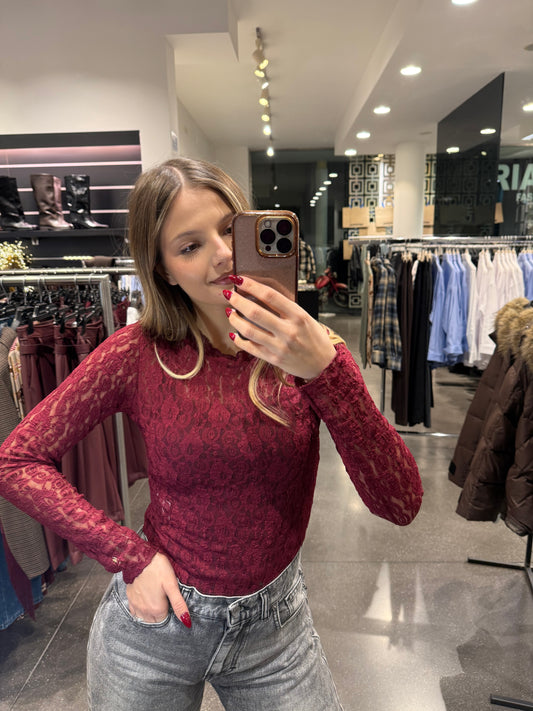 Body di pizzo bordeaux