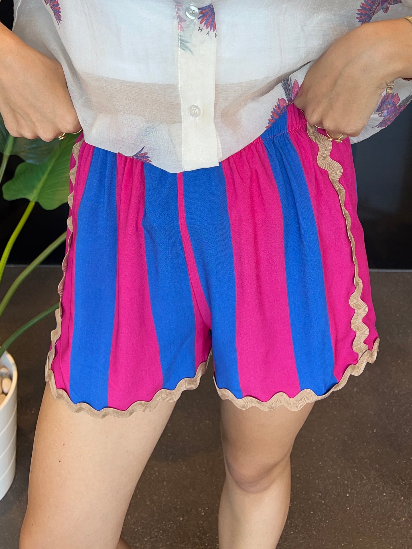 Short a righe fucsia/bluette